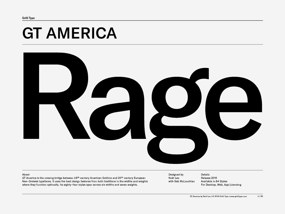 Gt America Typeface Specimen And License Purchase